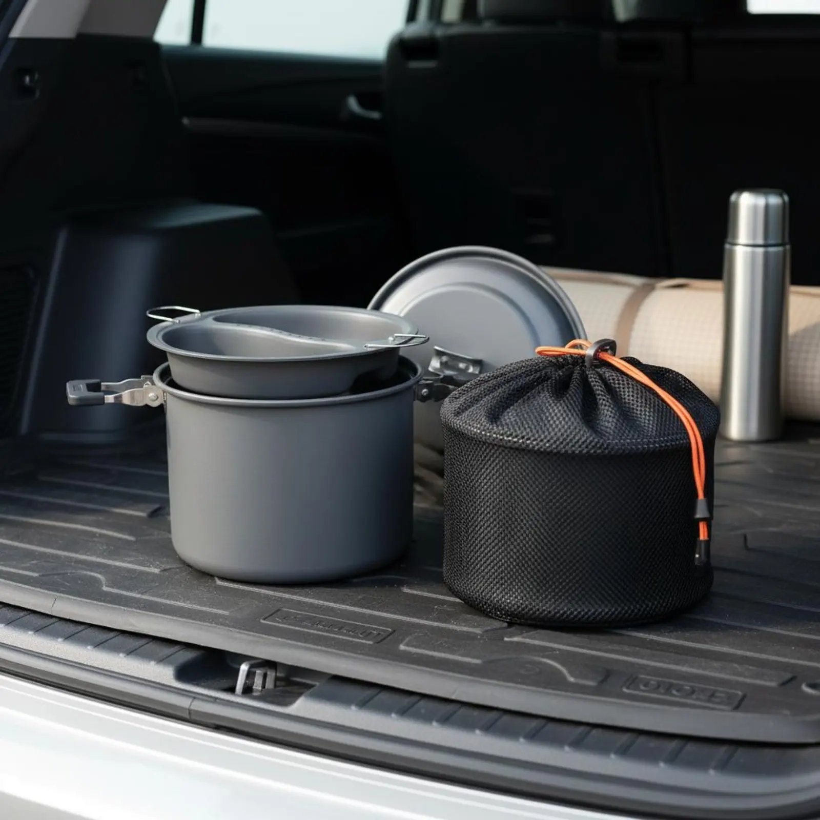 

Camping Pot Steamer Set Easy to Clean Camping Steamer Pot Portable Cookware Set Folding Handle Kitchenware Rustproof for Hiking