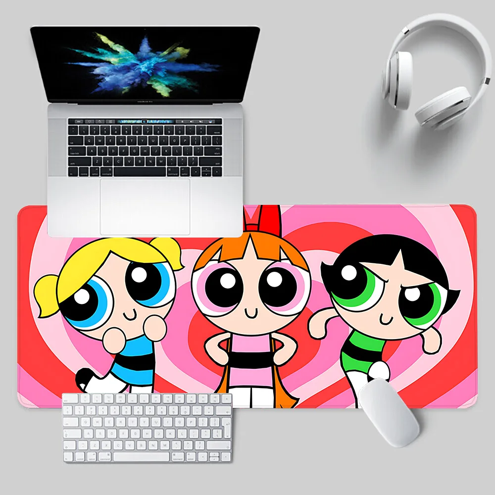Cute Powerpuffs-Girls Mousepad HD Printing Computer Gamers Locking Edge Non-slip Mouse Pad XXL90x40cm Keyboard PC Desk Pad