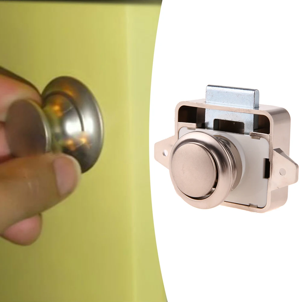 Cabinet Door Catch Lock Zinc Alloy Keyless Cupboard Locks Camper Car Push Lock for RV Yachts