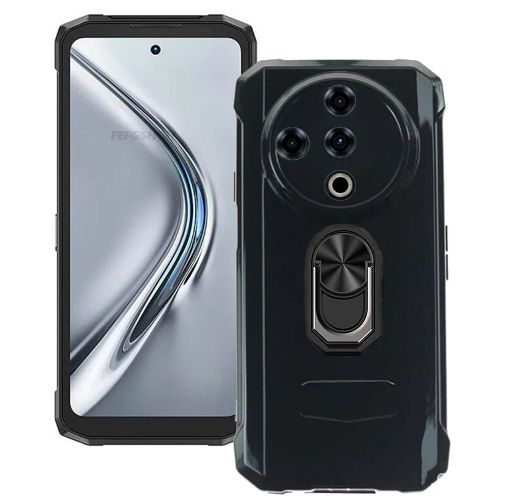 For Doogee Fire 6 6.56" Back Finger Ring Soft TPU Silicone Case For DoogeeFire6 Fire6 Power Fire6Power Bracket Phone Cover