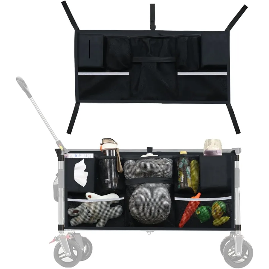 

Universal Collapsible Wagon Side Pocket Large Capacity Beach Wagon Storage Attachment Wide Compatibility Attachments for Garden