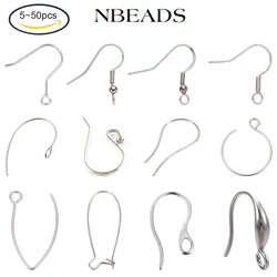 NBEADS 5-50PCS 21x22mm 304 Stainless Steel Earring Hooks Hole: 2mm For Jewelry Bracelet Earrings Making