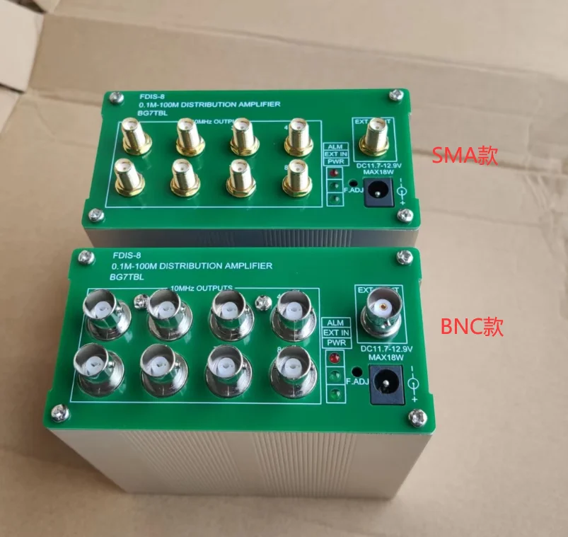 

Сделано по Bg7tbl Fdis-8 тактовый сигнал 0,1–100 м, делитель частоты, распределительный усилитель - портbnc/порт SMA