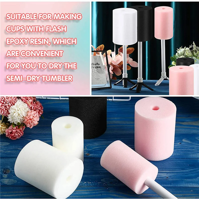 

ABMR-18 Pcs Cup Turner Foam Tumbler Inserts For 3/4 Inch PVC Pipe Tumbler 10 Oz To 40 Oz Tumblers Crafting (Black/White/Pink)