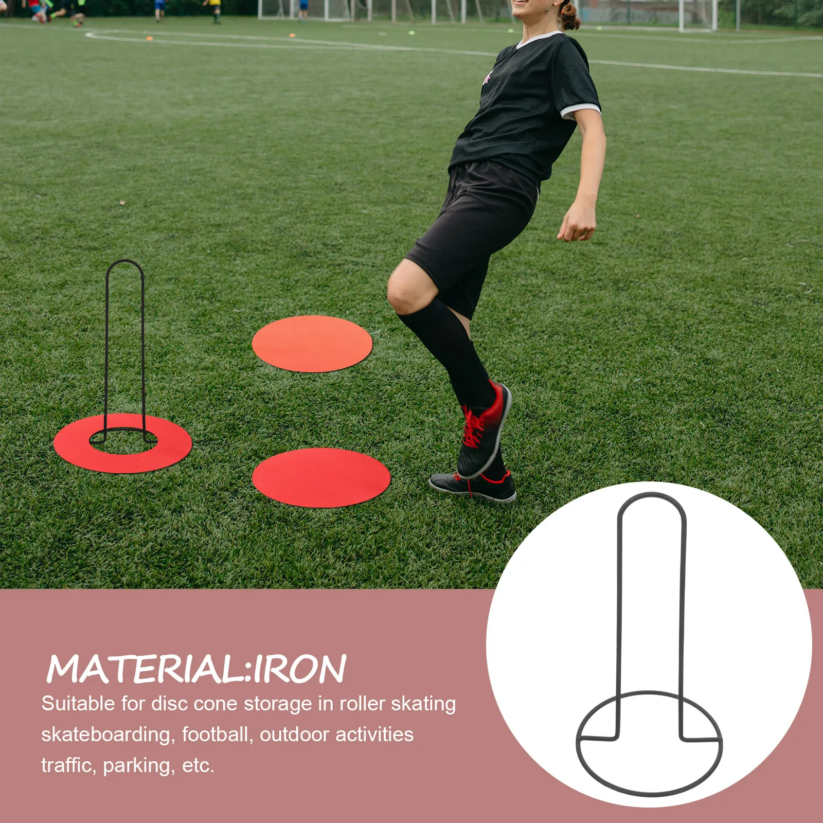 

Football Disc Cone Holder Heavy Duty Iron Soccer Cones Stand Portable Training Cone Storage Rack for Fields Sports Parks Parking