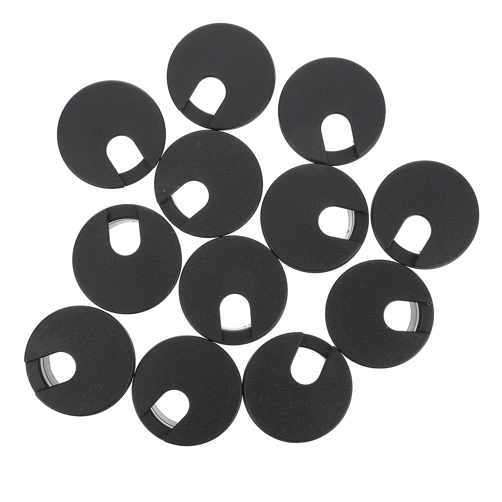 

12PCS Cable Hole Cover Wire Organizer Sturdy Plastic Desk Grommet Removable Lid Computer Office Desktop Storage Solution