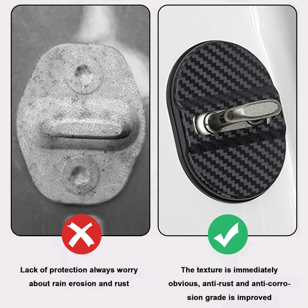 4x العالمي قفل باب السيارة الديكور امتصاص الصدمات غطاء الوسادة قفل السيارة واقية المضادة للتصادم غطاء اكسسوارات السيارات الخارجية #5