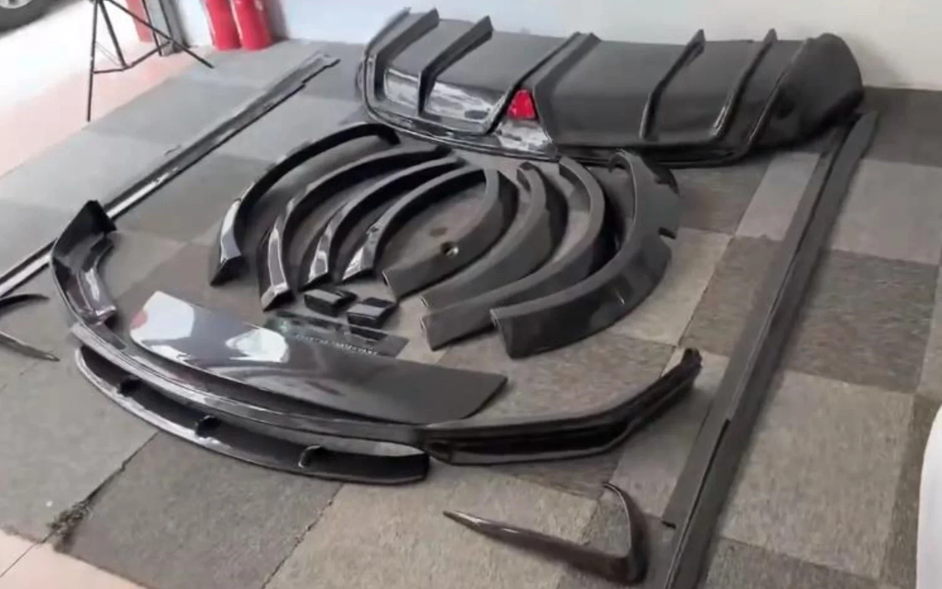 Carbon Fiber Front Rear Lip with Light Side Skirt for Tesla Model X Wheel Eyebrow Tail Wing Convert C Style Car Accessories