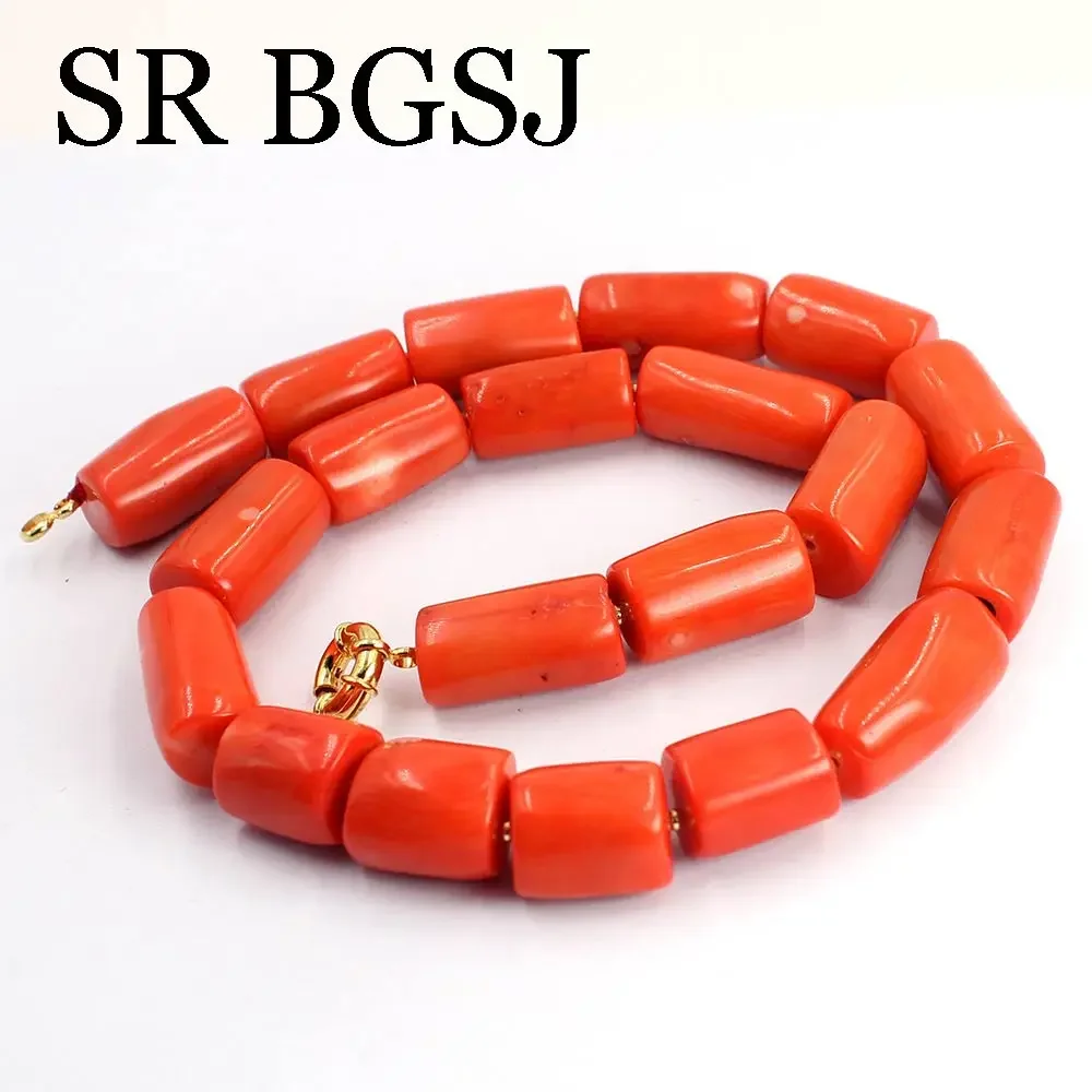 12-14mm  Copper Beads Women Jewelry Trendy Chokers Orange Coral Necklace 18inch