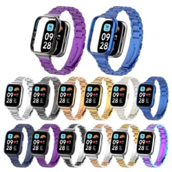 Pasek ze stali nierdzewnej do zegarka Redmi Watch 3 Active Smart Watch Bransoletka z pętlą magnetyczną Metalowa obudowa Protector Mi Watch lite Watchband