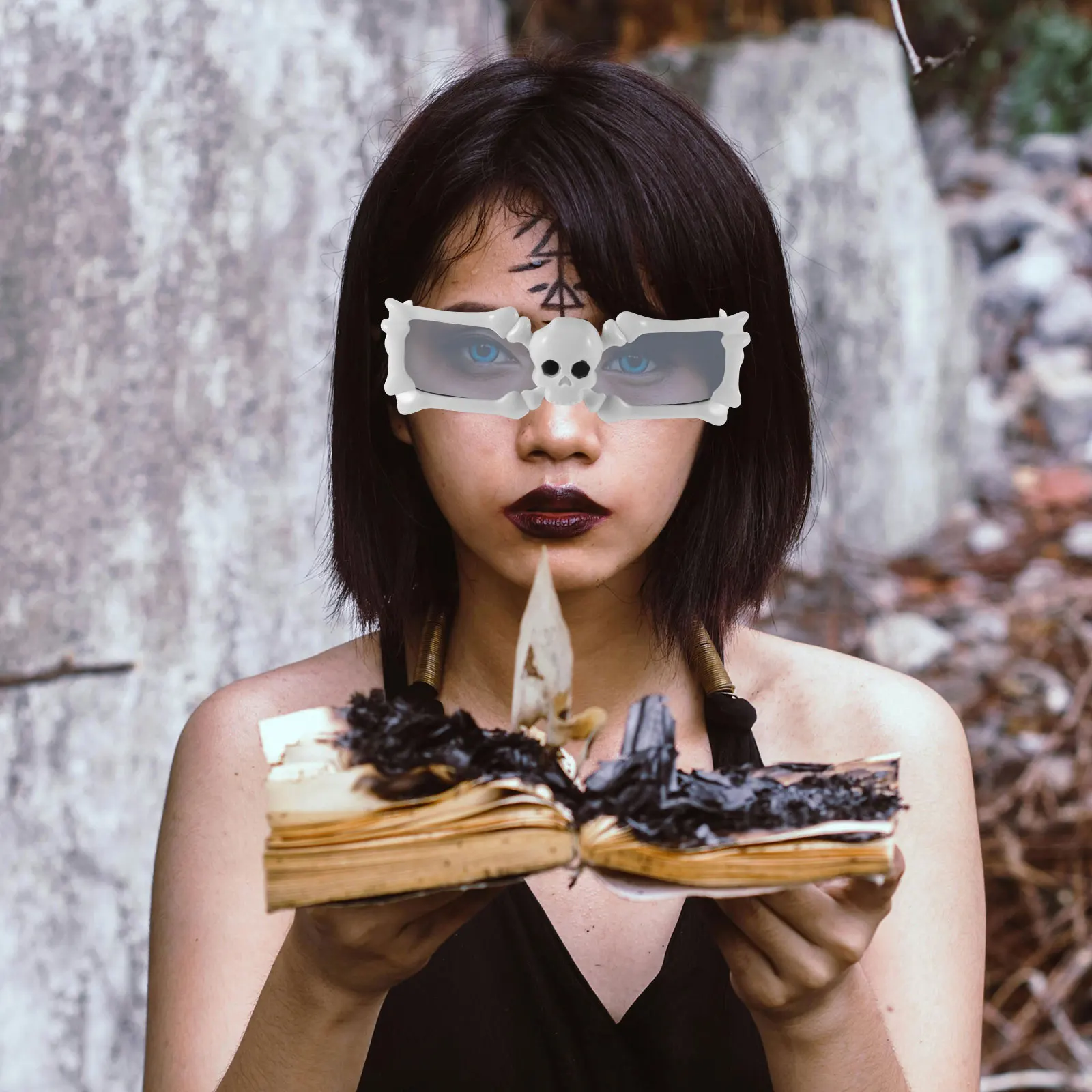 

Glasses Funny Sunglasses Halloween Eyeglasses Adult Skull Props