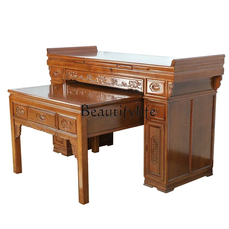 

Camphor Solid Wood Altar Household Altar Middle Hall Buddhist Hall Desk Old-Fashioned Square Table for Eight People