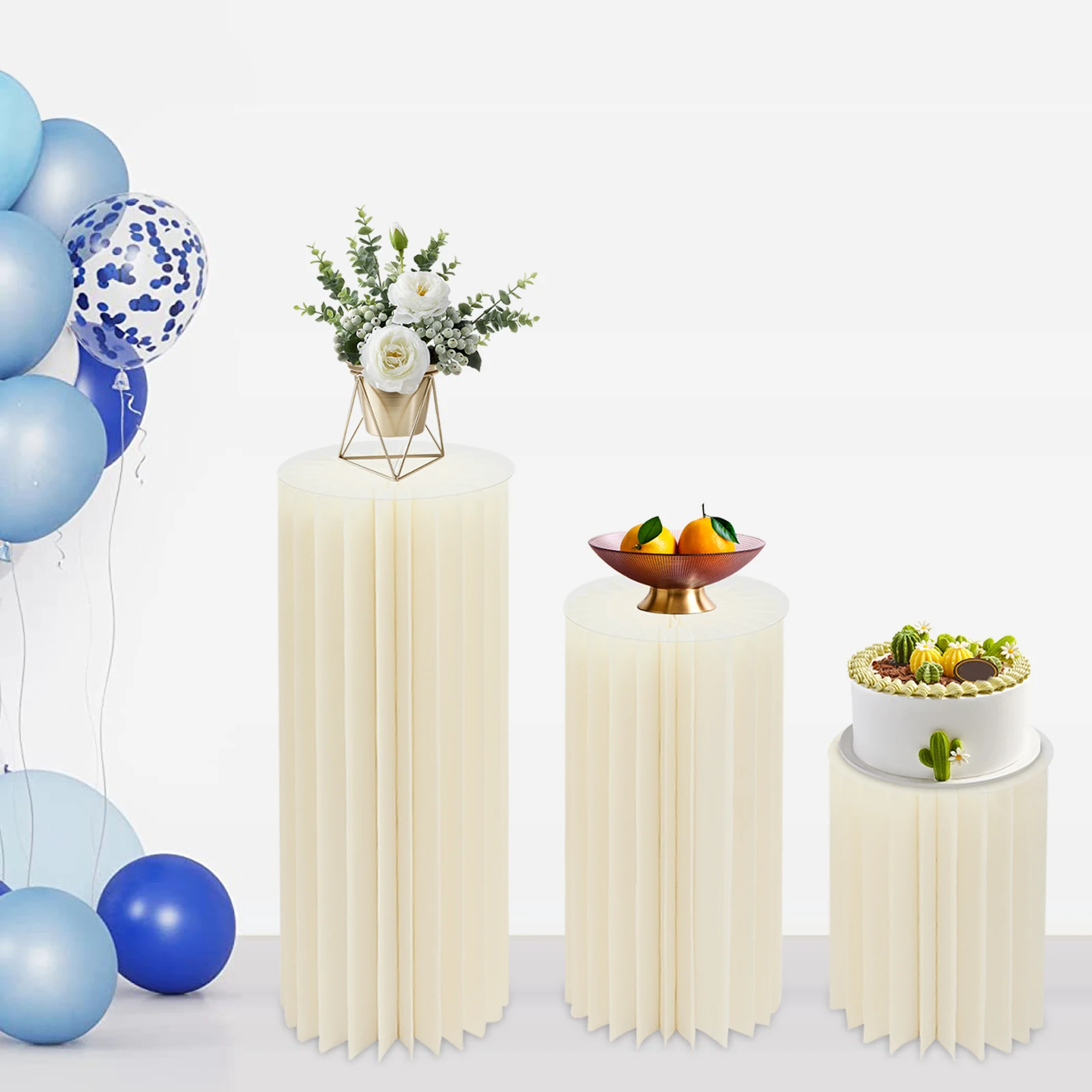 

3pcs Cylinder Flowers Stand Cardboard Flower Holder Columns Display for Wedding Party Garden Decoration 40cm+60cm+80cm