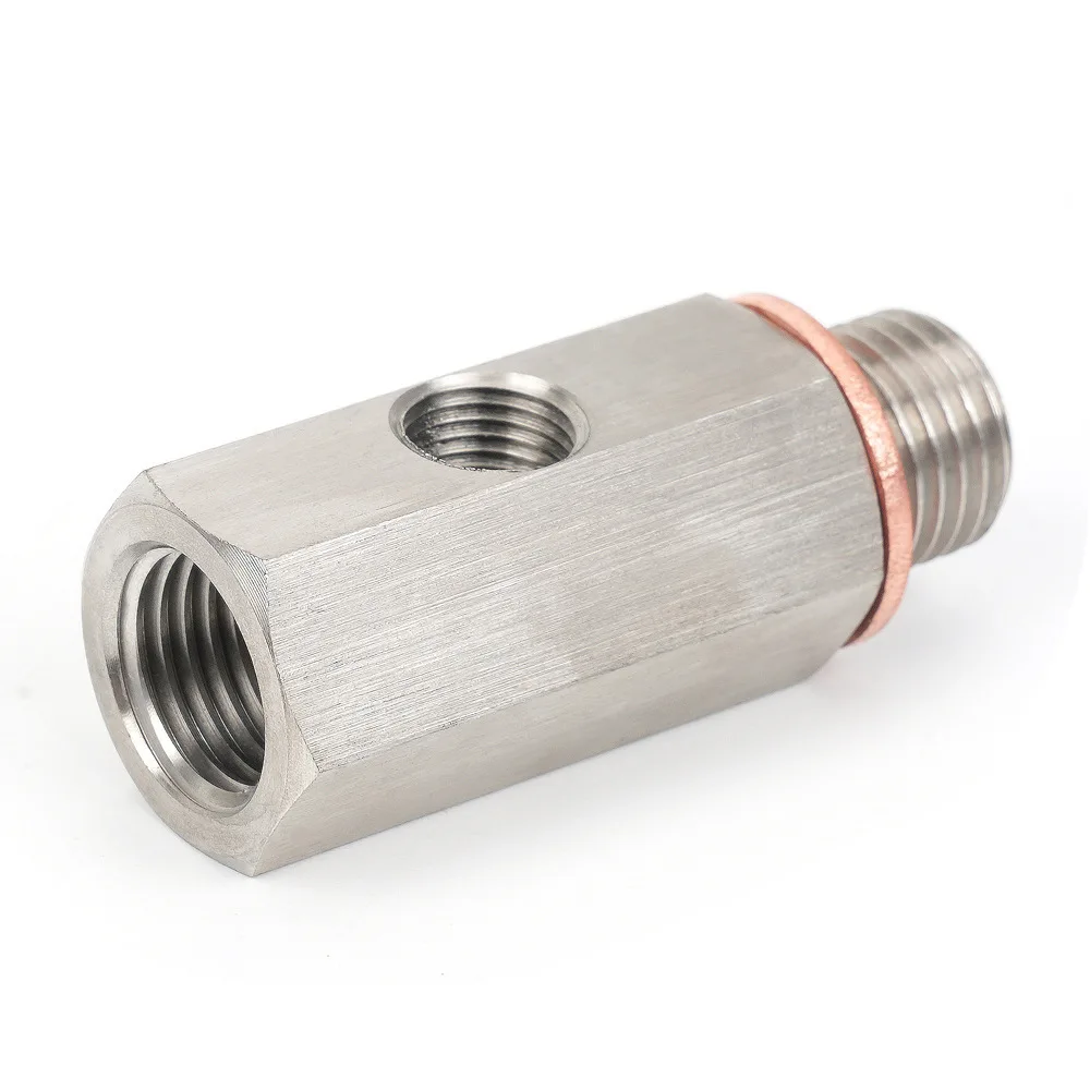 Stainless Steel Side Holes Oil Pressure Sensor Tee Adapter 1/8