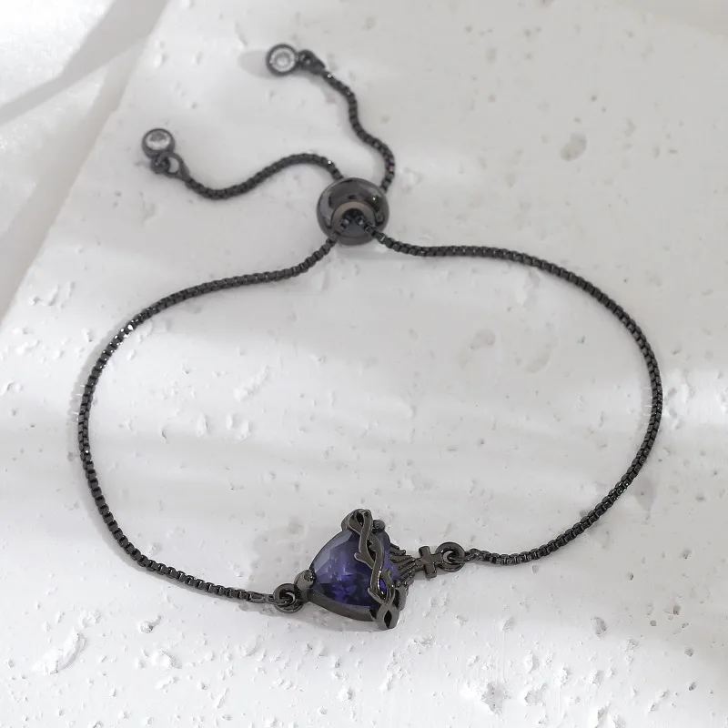 

New simple heart-shaped love bracelet women's zircon purple jewelry Sacred Heart Thorns Cross jewelry