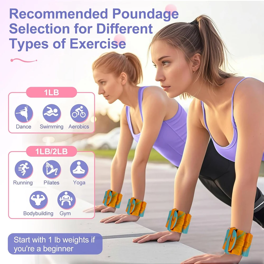 1 paar enkelpolsgewichten (elk 495 g) Verstelbare beenarmgewichten, gewogen polsbandjes Armbanden voor wandelen, hardlopen, yoga