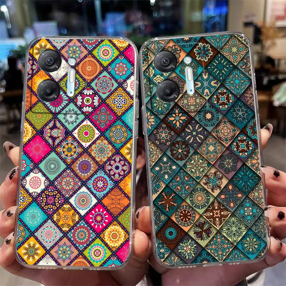 Clear Phone Case For Infinix HOT 9 10 11 12 12i 20 20s 30 30i POVA 3 4 PRO PLAY Case Funda Retro Bohemian European Color Pattern