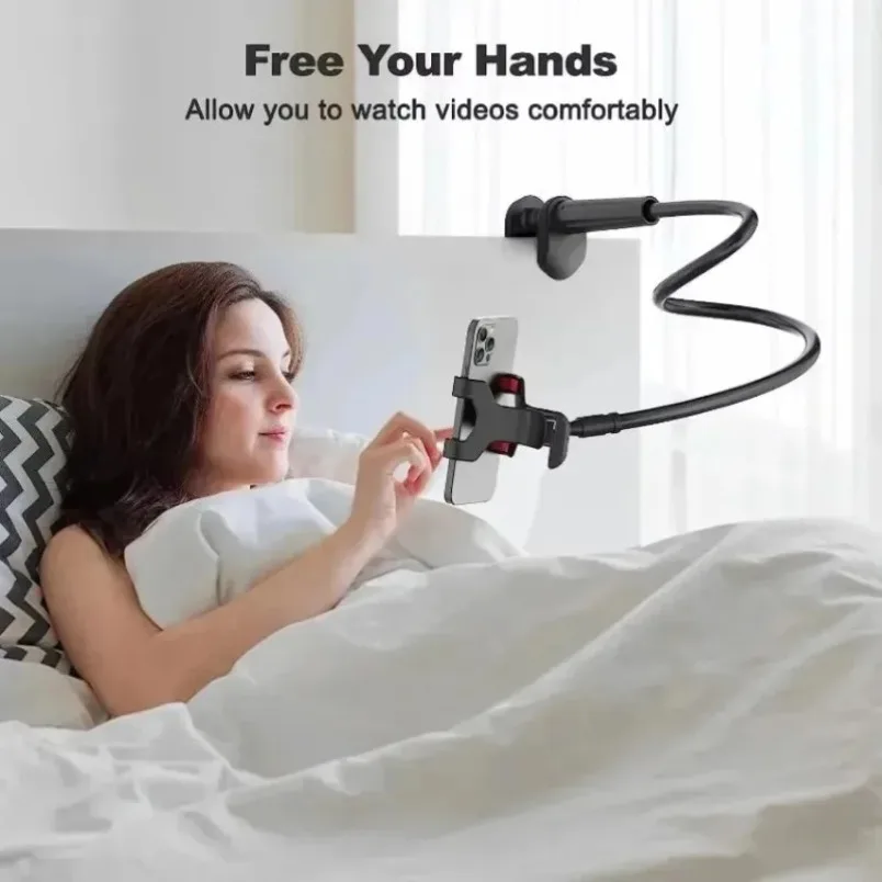 360 Flexible 80cm Phone Holder Stand Lazy Bracket Headrest Bed Long Arms Clamp Mount For iPhone Samsung and 3.5~6.7" Device