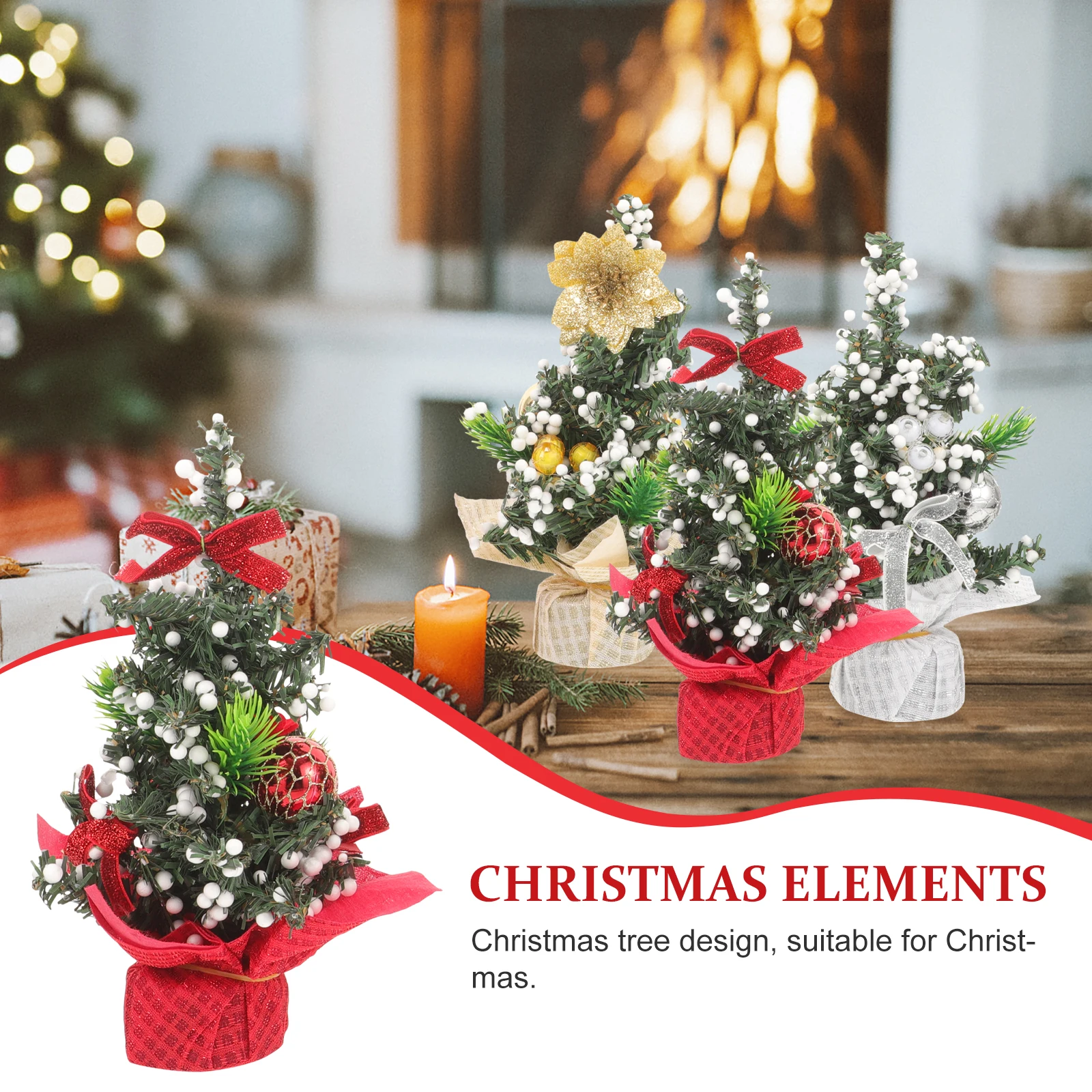 

3 PCS Mini Christmas Tree Desktop Ornament Decor Ornaments Decoration Decorate Tabletop