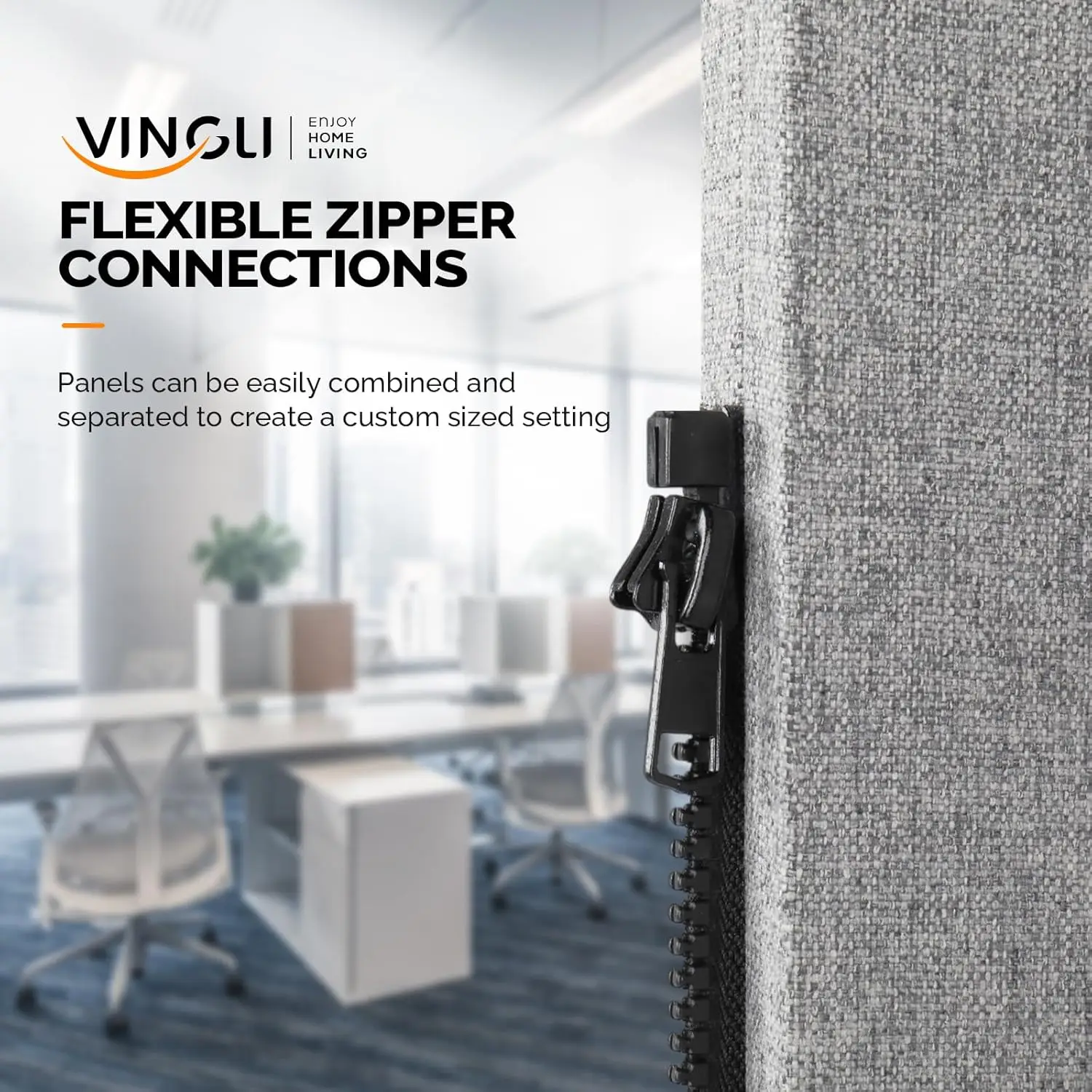 Tela divisora de ambiente, parede divisória de privacidade independente, painéis conectados com zíper com rodas, separador de espaço de escritório (light Gra