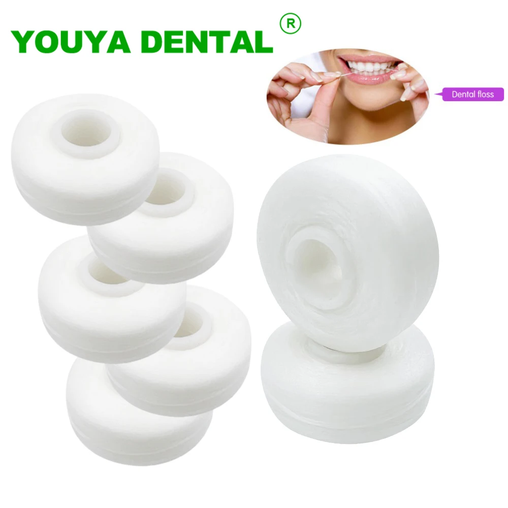5 Rolls 50m Dental Flosser Clean Floss Spool Wire Toothpick Teeth Flosser Replacement Core Oral Hygiene Tool Dentistry Materials
