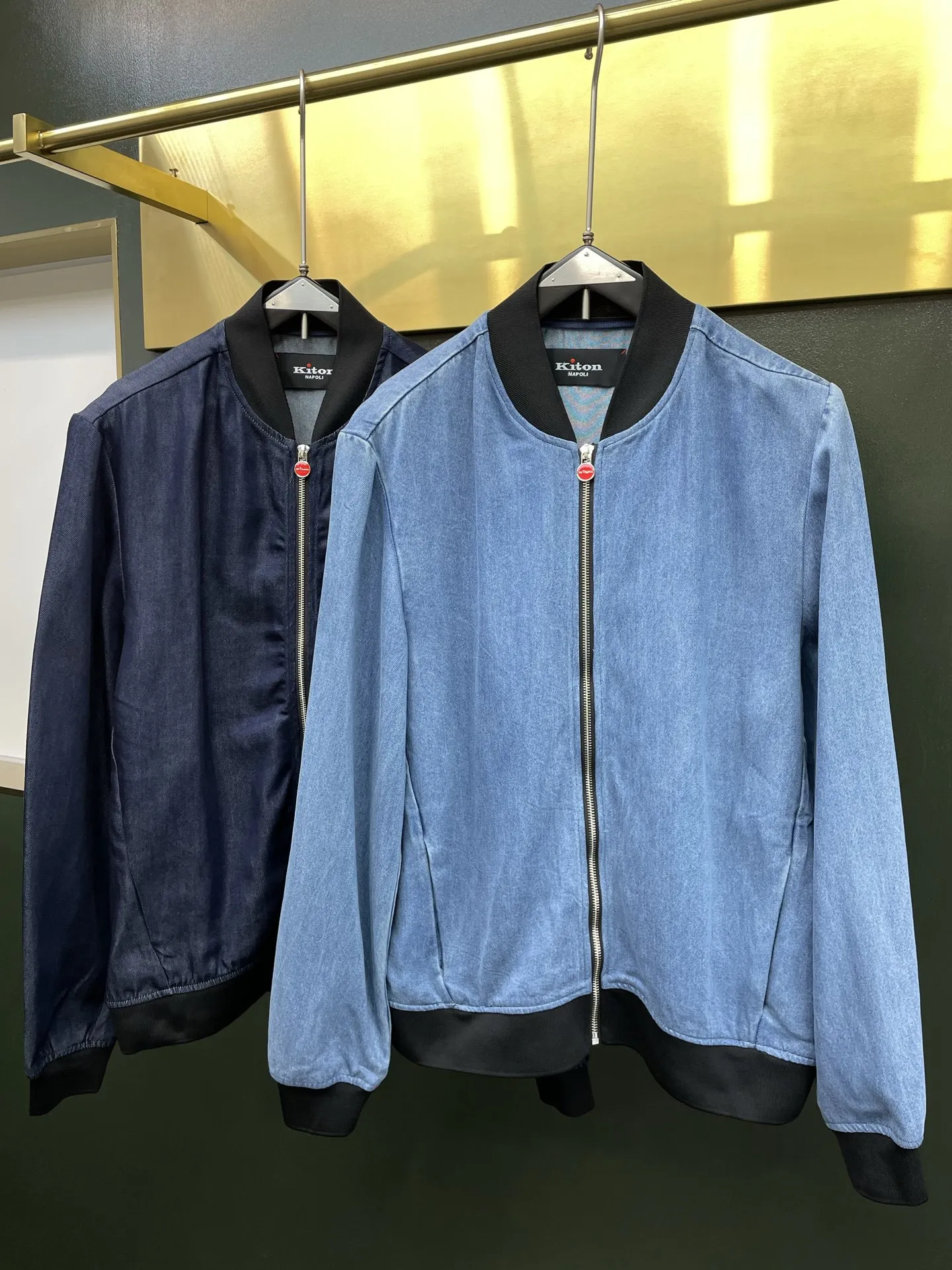 Kiton Italian denim washed cotton simple zipper men's jacket