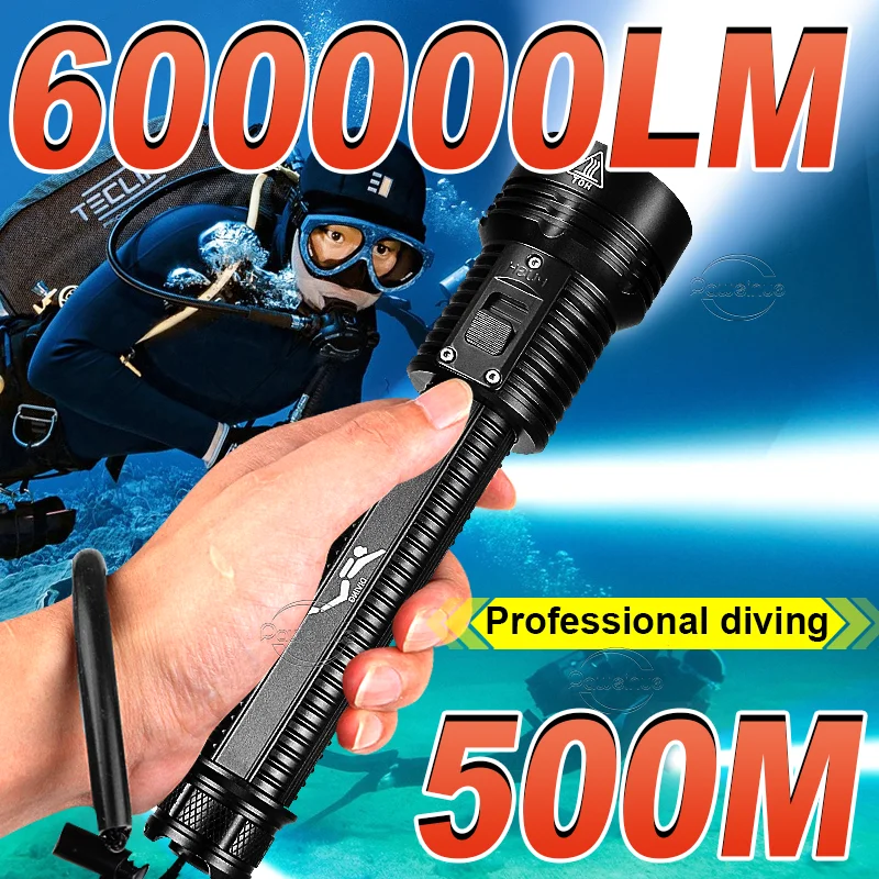 

Супер яркий светодиодный фонарь для дайвинга 600000LM Супер мощные подводные фонари профессионального дайвинга также могут использоваться на земле IPX8 флеш освещения дайвинга промысла непропорциональная