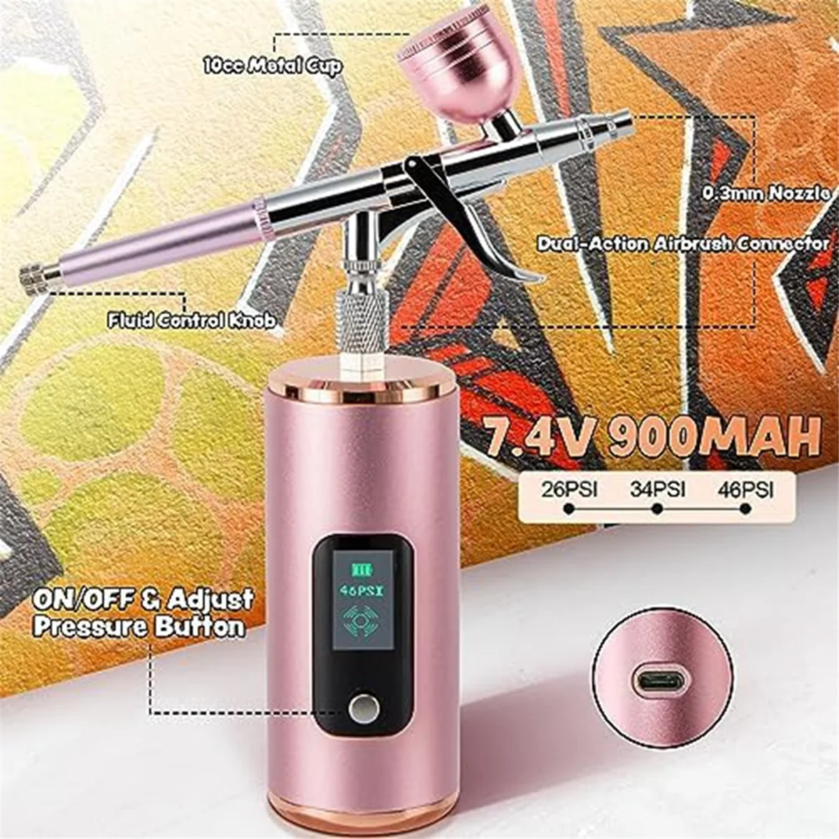 46 PSI Airbrush Set with Compressor Suitable for Model Paint, Tattoo, Manicure, Cosmetics