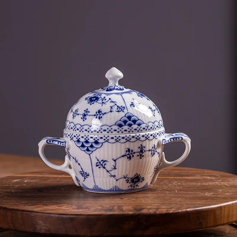 DSA Jingdezhen hand-painted Tang grass pattern stew cup retro commercial hotel one person food waterproof soup cup dessert soup