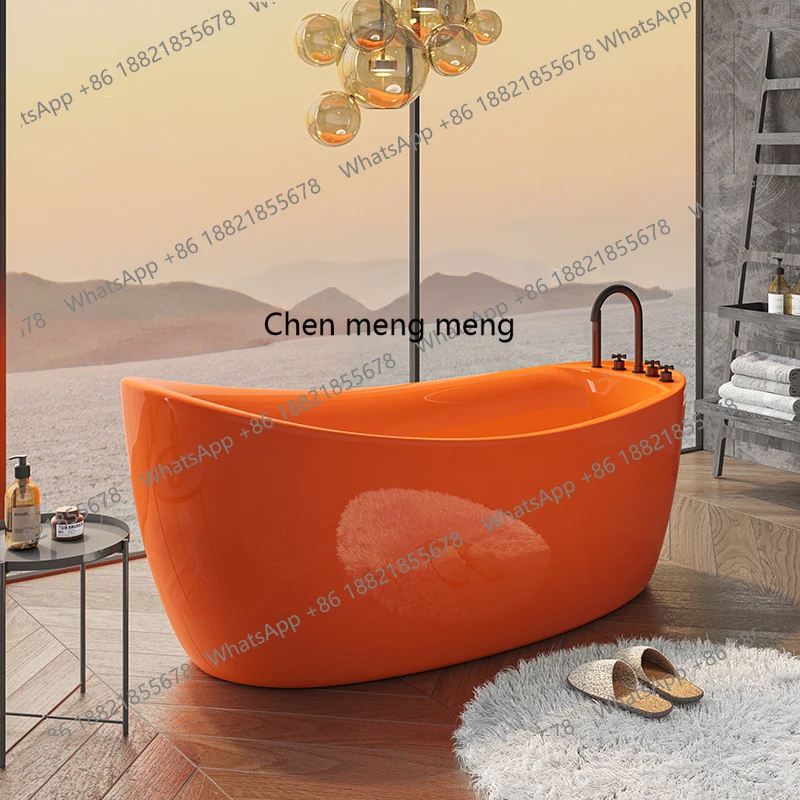 

Nordic freestanding household adult oval bathtub Yak removable deep soaking tub