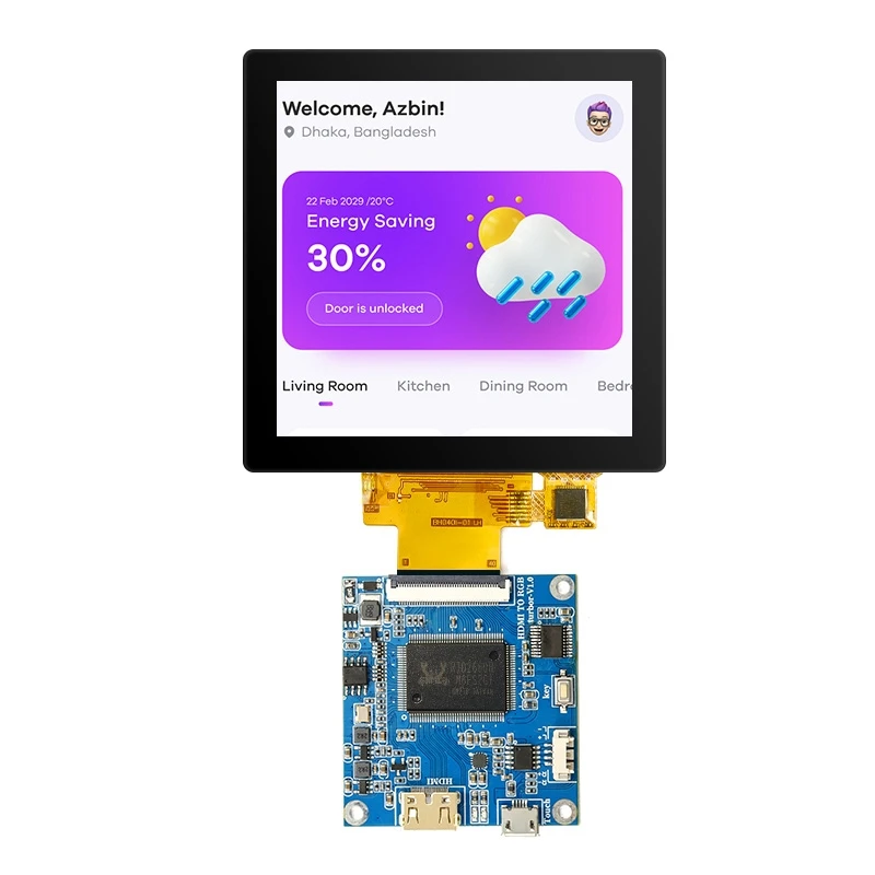 4 Inch 480*480 IPS TFT LCD Square Screen Capacitive Touch Support 3 line SPI+RGB Power by ST7701S for DIY IoT Devices Smart Home