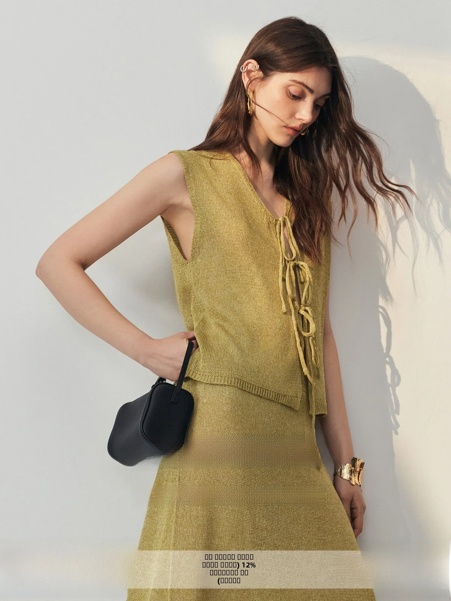 

MIIINE Vaion Sle V-Ne Linen Knitted Svel Vest Versatile Design Casual Open Cardigan Women's Faion Summer Top