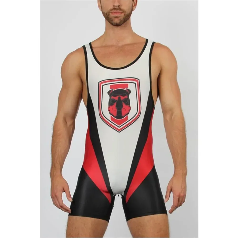 

2024 Wrestling Singlet Suit One Piece Bodysuit Professional Triathlon Coverall Men High Elastic Sleeveless Weightlifting Clothes