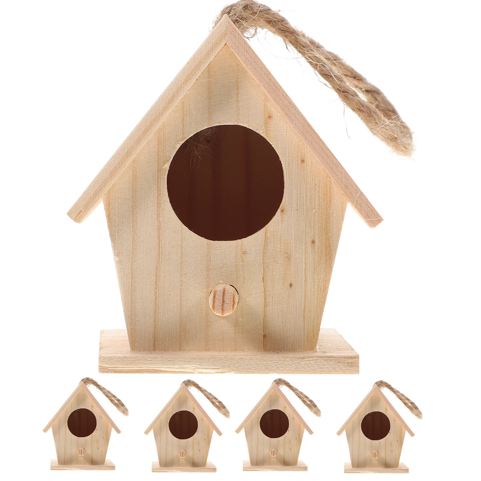 

5pcs Wooden Mini Imitation Bird Nest Garden Yard Decoration Simulated Nest For Wedding Home Ornament Artificial