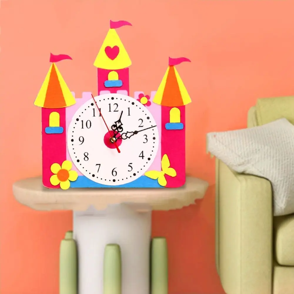 Puzzle Nonwoven Fabric Cognition Clocks DIY Puzzle Cartoon Clock DIY Clock Hour Minute Second Time Teaching Aid Baby DIY