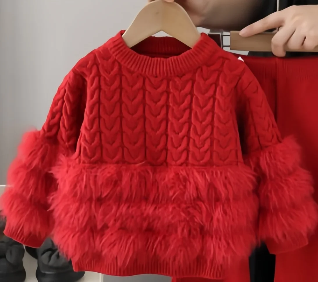 2026 2-8 Years Girls' Autumn Winter Knitted Sweater Pure Color Long Sleeved Tops Pullover Comfortable Children Fashion Clothes