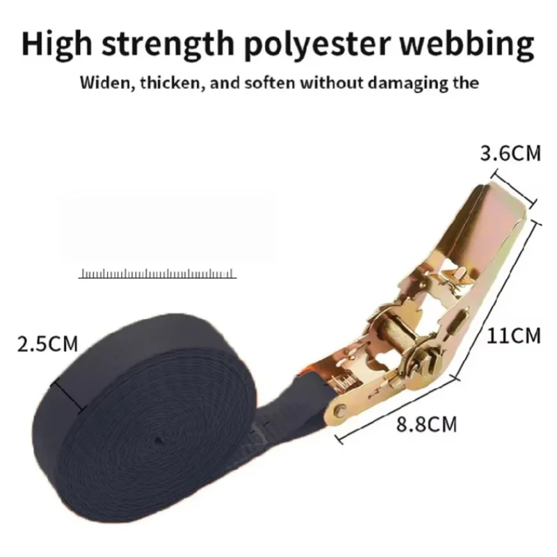 Outdoor Camping 3m/5m Cargo Strap Ratchet Tensioner Freight Car Fixed Tightener Tighten Rope For Luggage Goods Transportation