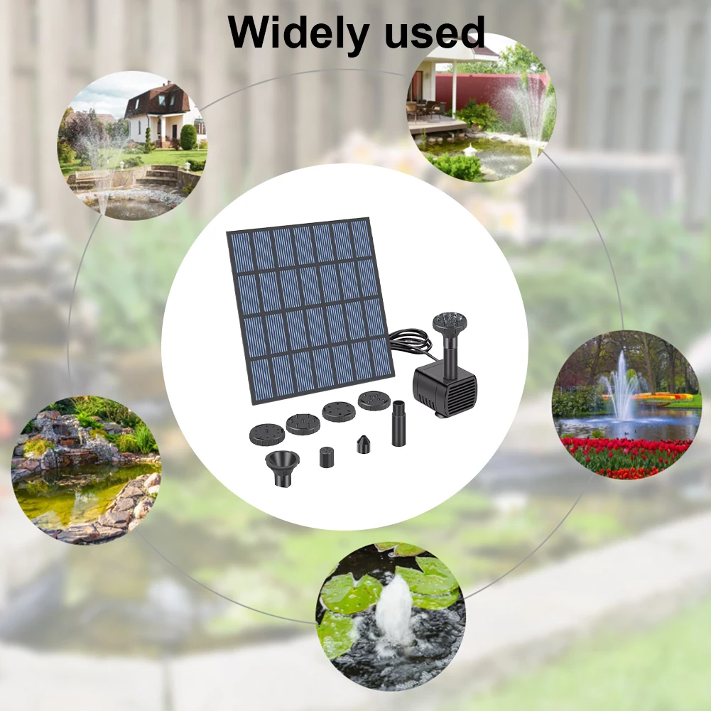 Solar Fountain Pond Pump Kit with Nozzles Solar Powered Fountain Water Pump Solar Pond Pump for Bird Bath Ponds Garden Fish Tank