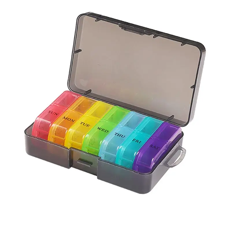 Seven-Day Sealed Pill Box Divided Into 14 Boxes 2 Times A Day Portable Pill Box Pill Organizer Rainbow Home Tour