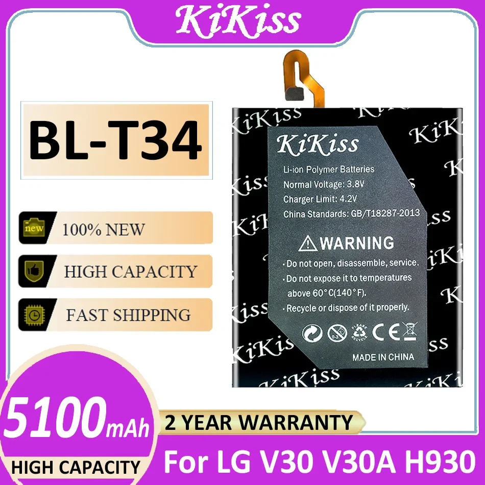 KiKiss Battery BL-T34 5100mAh For LG V30 Sprint V30+ V30A H930 H932 LS998 Bateria