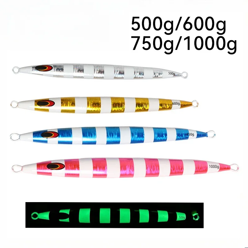 

500g-1000g Boat Fishing Slow Swing Iron Bait Ham Sausage Luminous Lead Fish Quick Sinking Deep Sea Sardine Tuna Bait