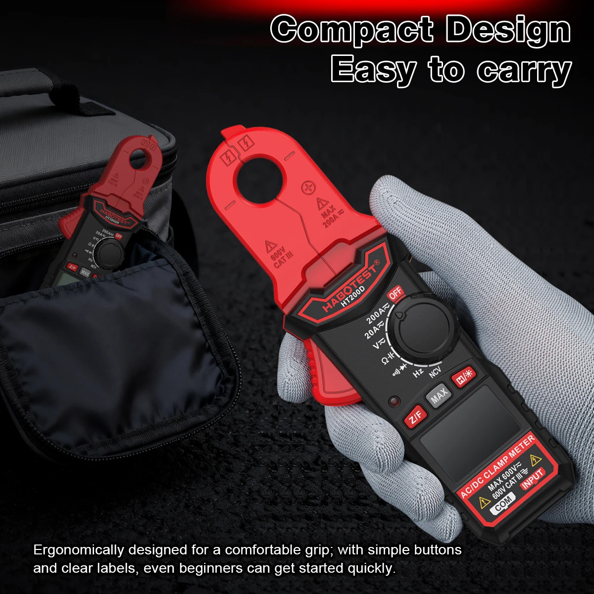 HABOTEST Digitales Zangenamperemeter AC/DC Strom-Spannungs-Tester Multimeter für HVAC Automobil Elektrische Wartung HT200A/D Tester – Detail 16