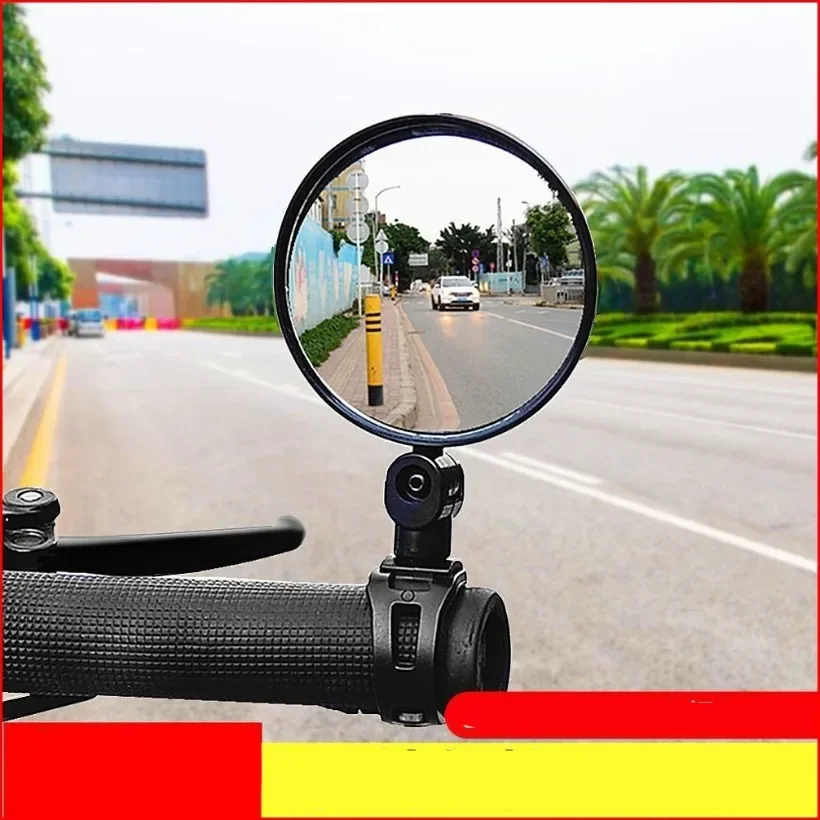 New Upgrades Universal Motorcycle E-bike Bicycle Clear Rearview Mirror Convex No Installation 360° Adjustable Flip Riding 1SET