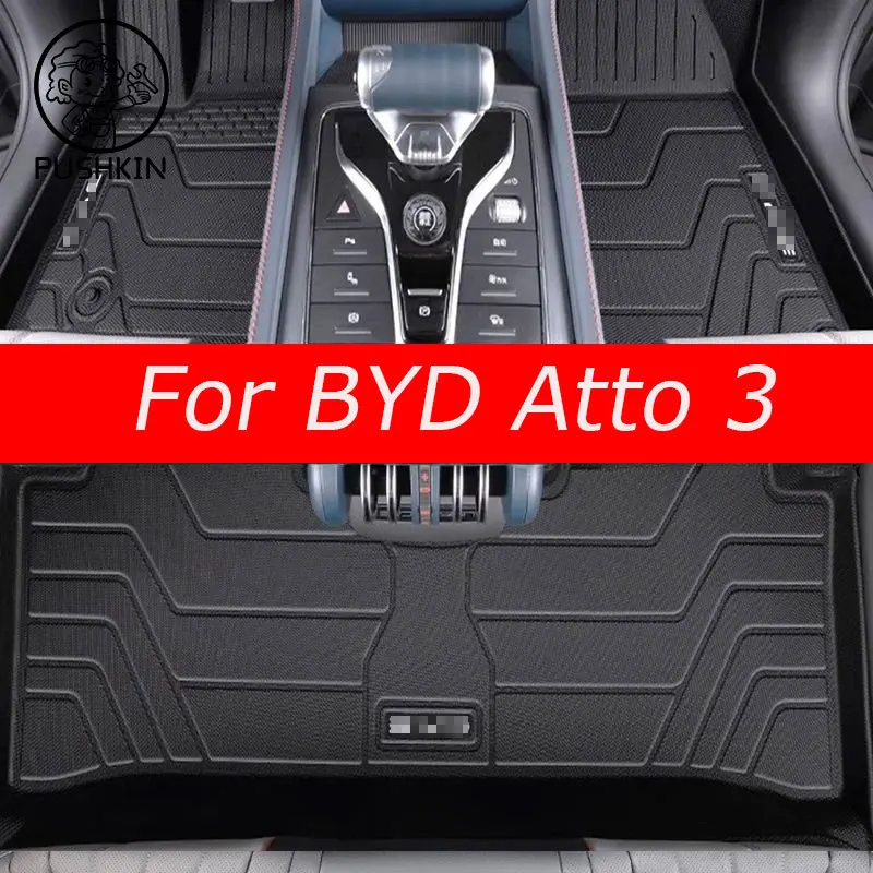 

Автомобильные Коврики для пола BYD Atto 3 2022-2024, Нескользящие напольные вкладыши, водонепроницаемые, всесезонные, прочные напольные вкладыши из ТПЭ, специальная накладка на ногу