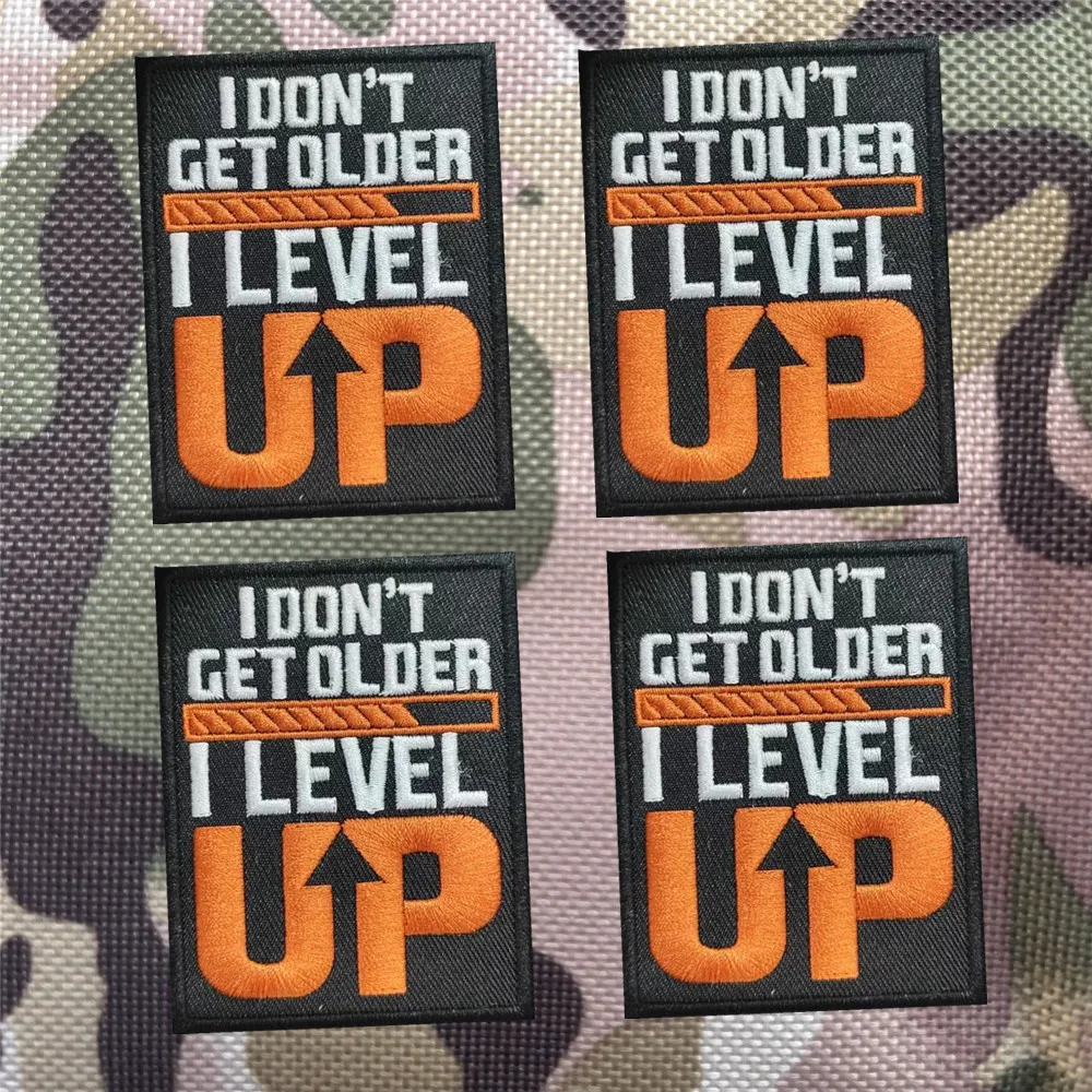I Don't Get Older I LEVEL UP HANDSOME BOY Embroidered Patches Magic Patch for Clothes Hook and Ring Sewing Embroidery Clothing