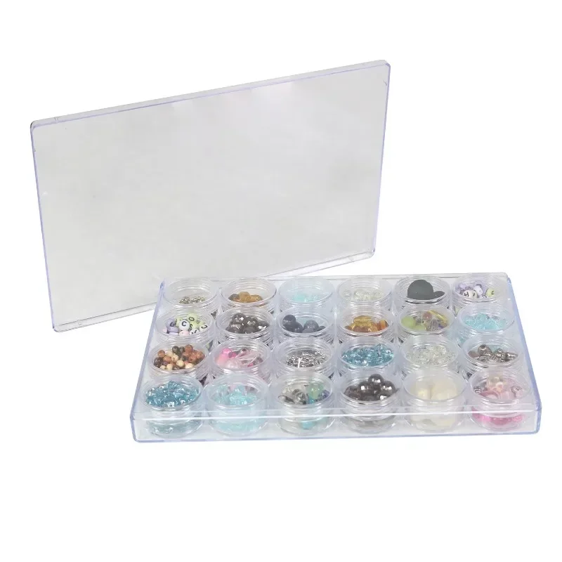 

Everything Mary Plastic Bead Storage Case with 24 Jars, Clear, (Single)
