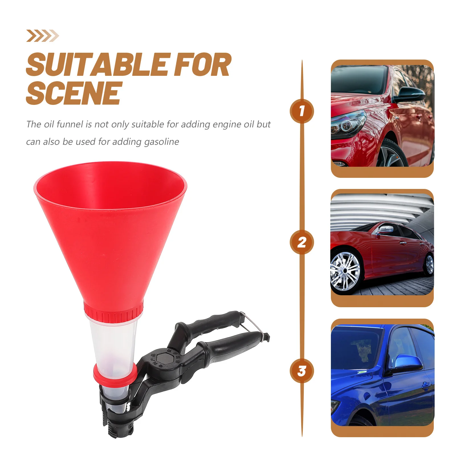 قمع الزيت ذو القطر الكبير من البلاستيك العالمي لمحرك السيارة والدراجات النارية أداة تعبئة الزيت مانعة للتسرب ولا تسرب