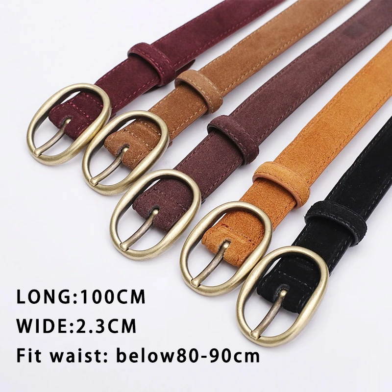 Simple Fashion Metal Pin Buckle Genuine Leather Belt Two-Layer Cowhide Width 2.5cm Women Belts For Jeans Luxury Designer