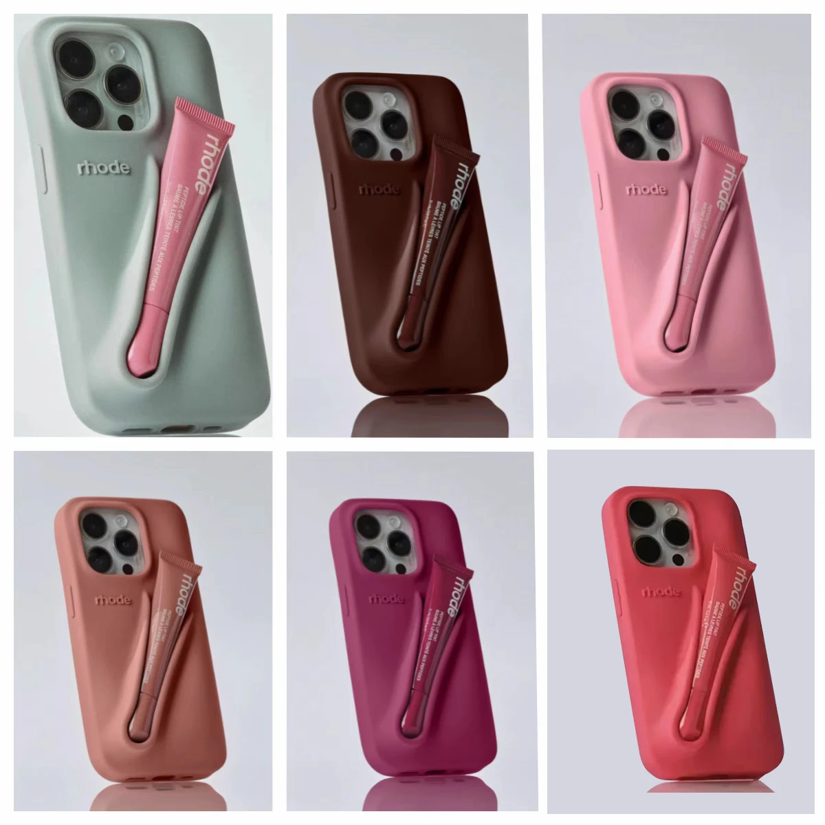 Autumn Limited Fashion Box For New Color Rhode Lip Holder Soft Silicone Lipstick Phone Case for IPhone 16 15 14 13 12 11 Pro