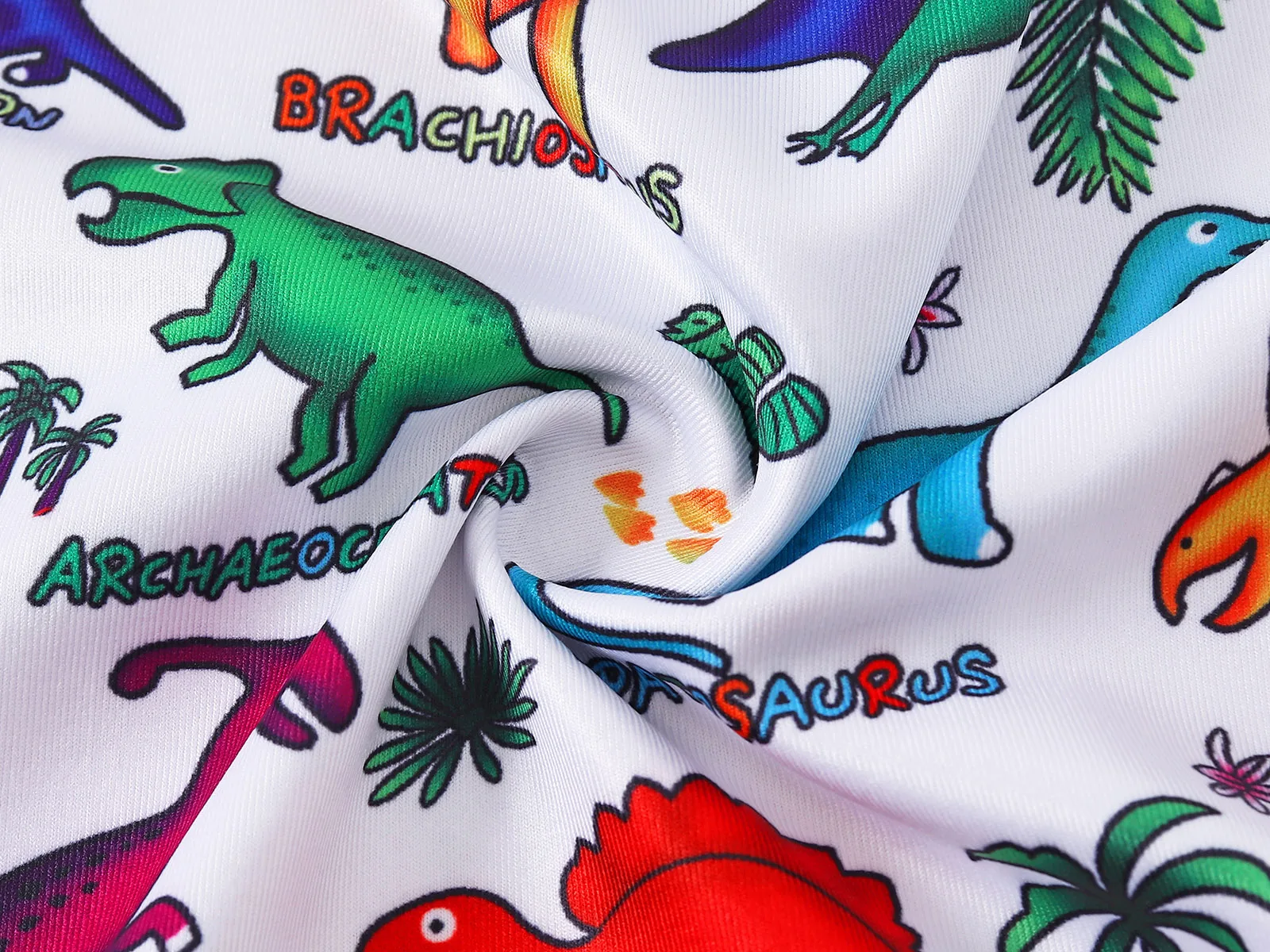 Girls Summer Printed Casual  Dress Short Sleeved Aline Dress Dinosaur Printed Tropical Clothing